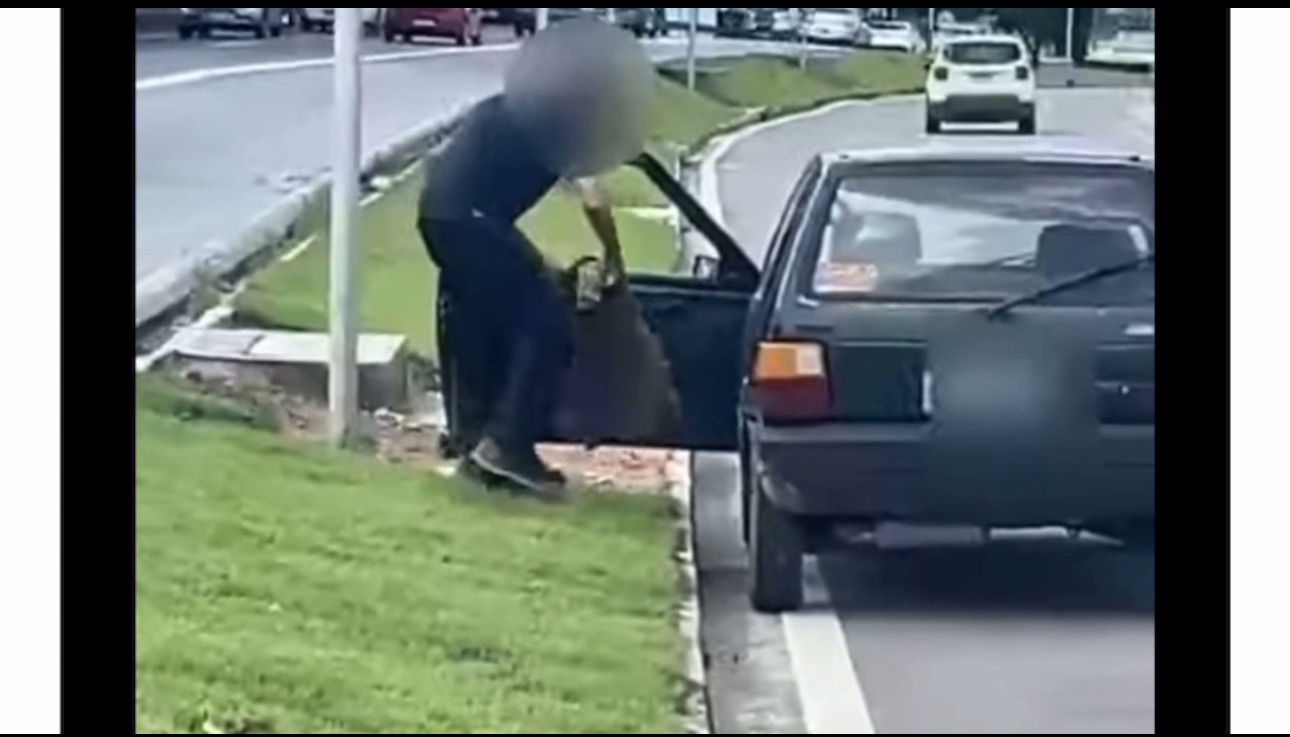 VÍDEO: HOMEM É FLAGRADO FURTANDO TAPETE DE GRAMA DE CANTEIRO EM MACEIÓ: AÇÃO É GRAVADA POR TESTEMUNHA.