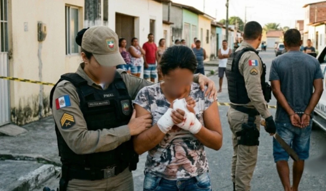 MULHER TEM AS MÃOS DECEPADAS COM FACÃO EM MACEIÓ E AGRESSOR É PRESO EM FLAGRANTE