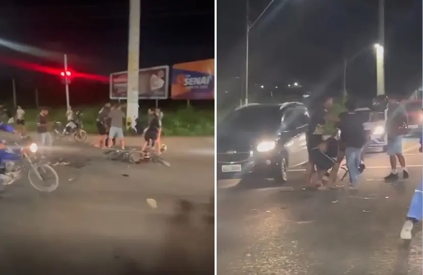 SUSPEITOS DE ASSALTO SÃO ESPANCADOS COM GOLPES DE CAPACETE POR GRUPO DE MOTOCICLISTAS EM MACEIÓ
